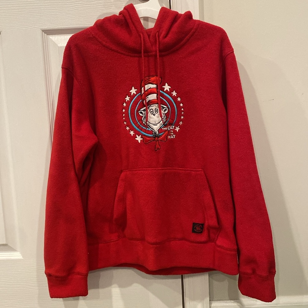 Dr. Seuss Cat in the Hat Hooded Fleece Sweatshirt - Junior’s Size Large hoodie - Picture 1 of 5